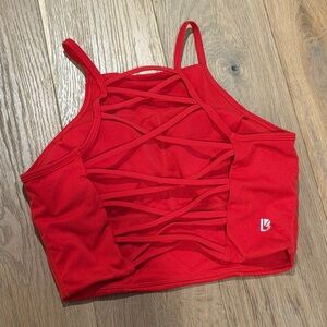 BuffBunny S Fiery Red Strappy Back Cropped Tank